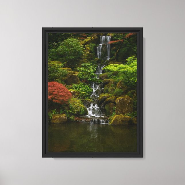 Forest Waterfall Tranquil Landscape Canvas Print (Front)