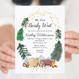 Forest We can bearly wait baby shower Invitation