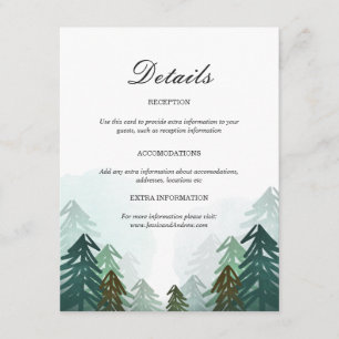 Forest Wedding Guest Information Card Pine Trees