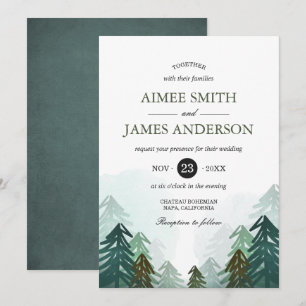 Forest Wedding Invitation Winter Rustic Woods Pine