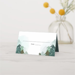 Forest Wedding Place Card Rustic Pine Evergreen