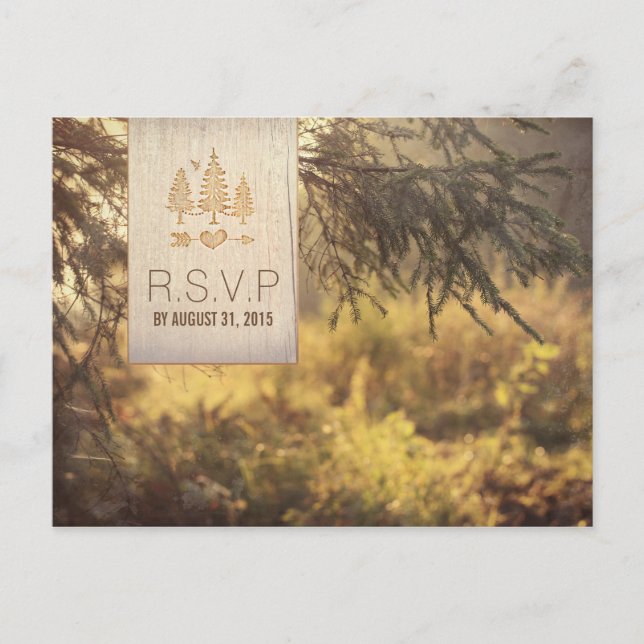 Forest Wedding RSVP Invitation Postcard (Front)