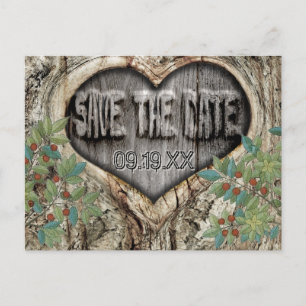 Forest Wedding Rustic Heart in Tree Save the Date Announcement Postcard