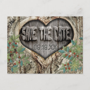 Forest Wedding Rustic Heart in Tree Save the Date Announcement Postcard
