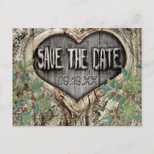 Forest Wedding Rustic Heart in Tree Save the Date Announcement Postcard