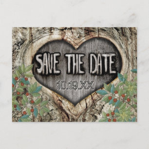 Forest Wedding Rustic Heart in Tree Save the Date Announcement Postcard