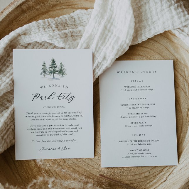 Forest Wedding Welcome Letter & Itinerary Card (Creator Uploaded)