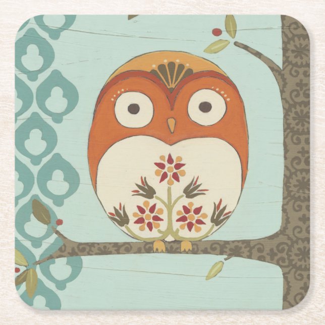 Forest Whimsy I Square Paper Coaster (Front)