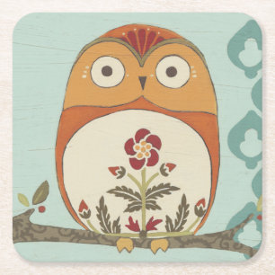 Forest Whimsy II Square Paper Coaster
