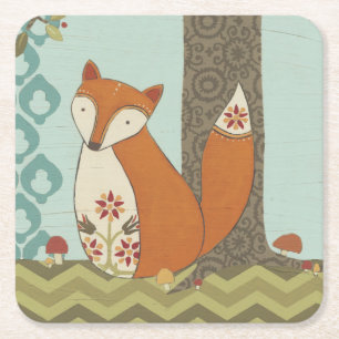 Forest Whimsy IV Square Paper Coaster