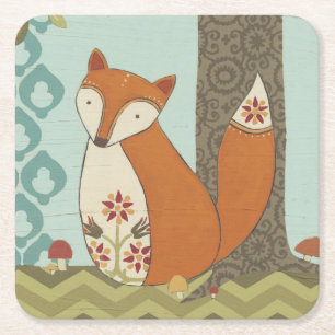 Forest Whimsy IV Square Paper Coaster