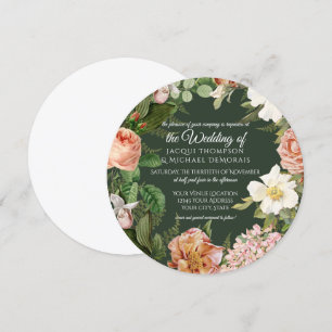 Forest White Rose Vintage Botanical Floral Wedding Invitation