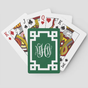 Forest Wht Vine Script Monogram Greek Key DIY BG Playing Cards