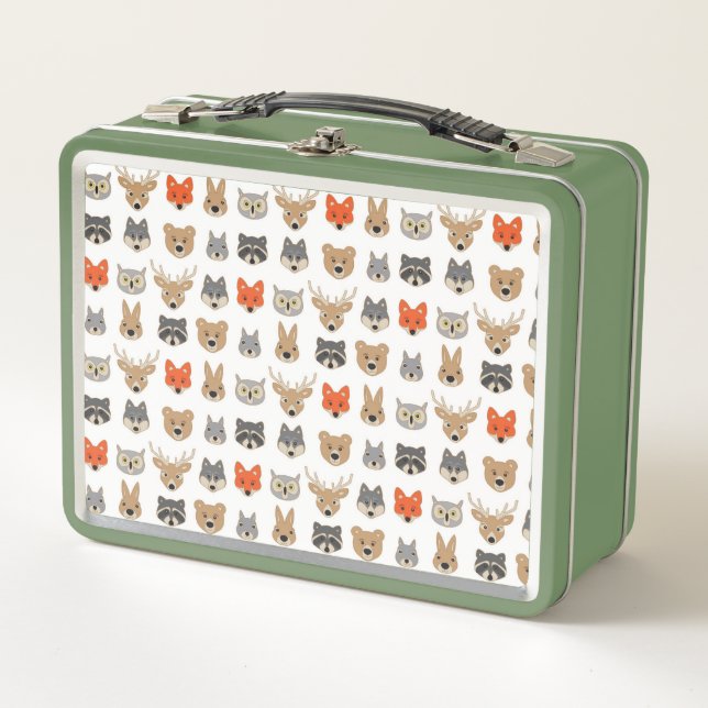  Forest Wild Animals Illustration Metal Lunch Box (Front)