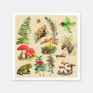 Forest, wild mushrooms napkin