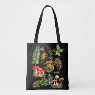 Forest, wild mushrooms tote bag