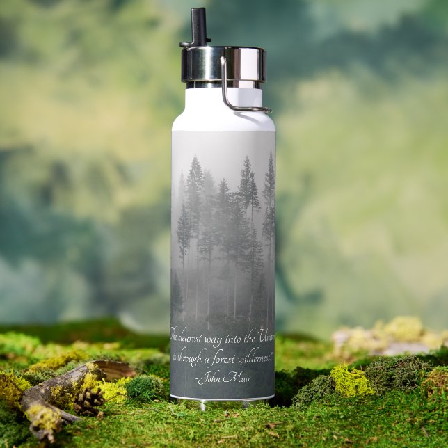 Forest Wilderness Photo with John Muir Quote Water Bottle (Outdoor)