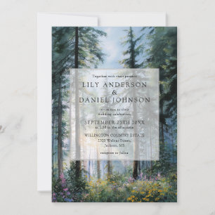 Forest Wildflower Floral Rustic Wedding Invitation