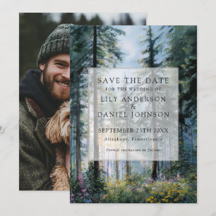 Forest Wildflowers Floral Rustic Photo Wedding Save The Date