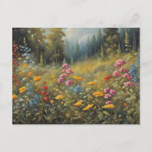 Forest Wildflowers Nature Illustration  Postcard