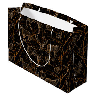 Forest Wildlife Animals Deer Bears Dark Nature Large Gift Bag