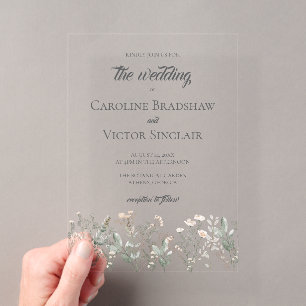 Forest Wilflowers Acrylic Wedding Invitation