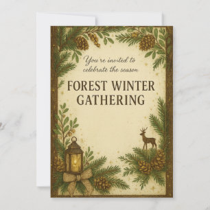 Forest Winter Gathering Invitation   Elegant