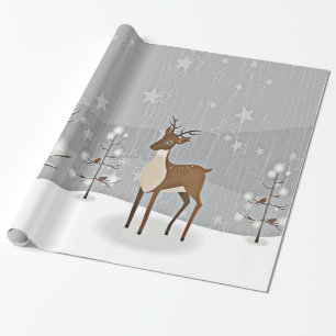Forest Winter Wonderland Birds and Deer Wrapping Paper