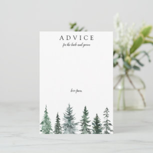 Forest Wintre Watercolor Wedding Advice Card