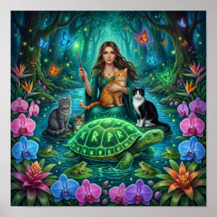Forest Witch and the World Turtle — Nordic Poster
