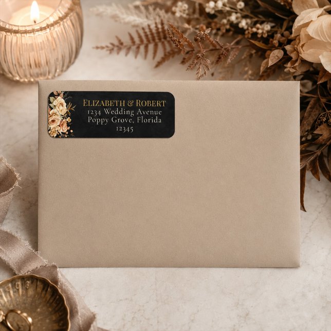 Forest Witch Black Floral Wedding Address Label (Forest Witch Black Floral Wedding Address Label)