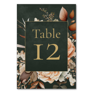 Forest Witch Green Floral Table Number Card