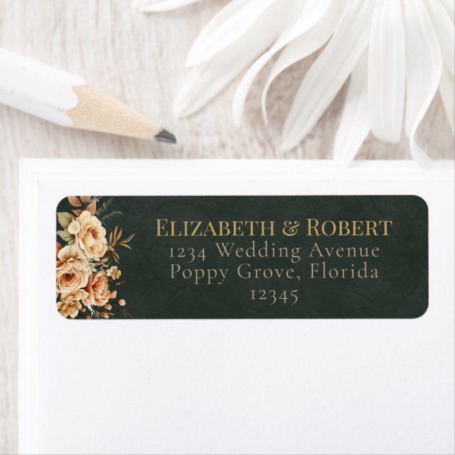 Forest Witch Green Floral Wedding Address Label (Insitu)