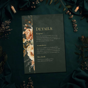 Forest Witch Green Floral Wedding Details Card