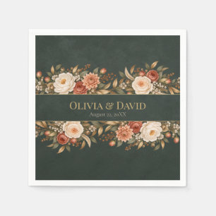 Forest Witch Green Floral Wedding Napkins