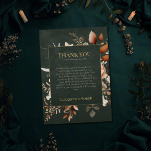 Forest Witch Green Floral Wedding Thank You Card