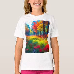 Forest with Colourful Trees And Flowers T-Shirt