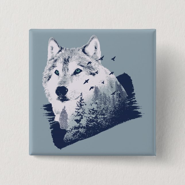 Forest Wolf 15 Cm Square Badge (Front)