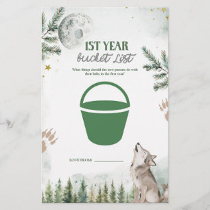 Forest Wolf 1st Year Bucket List Games Card
