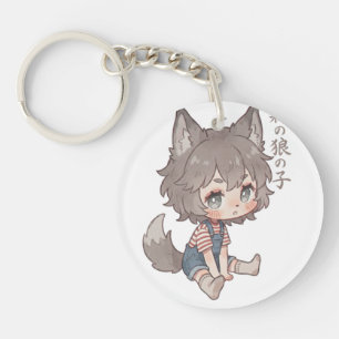 Forest Wolf Child Chibi Keychain