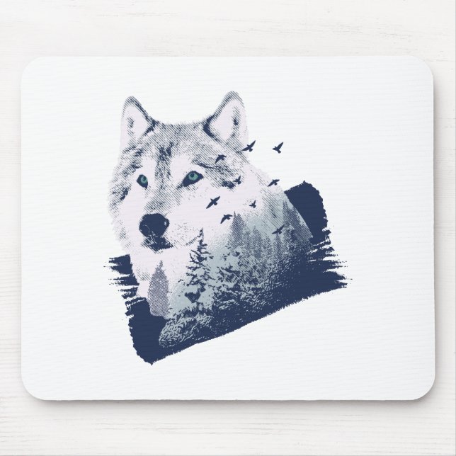Forest Wolf Mouse Mat (Front)