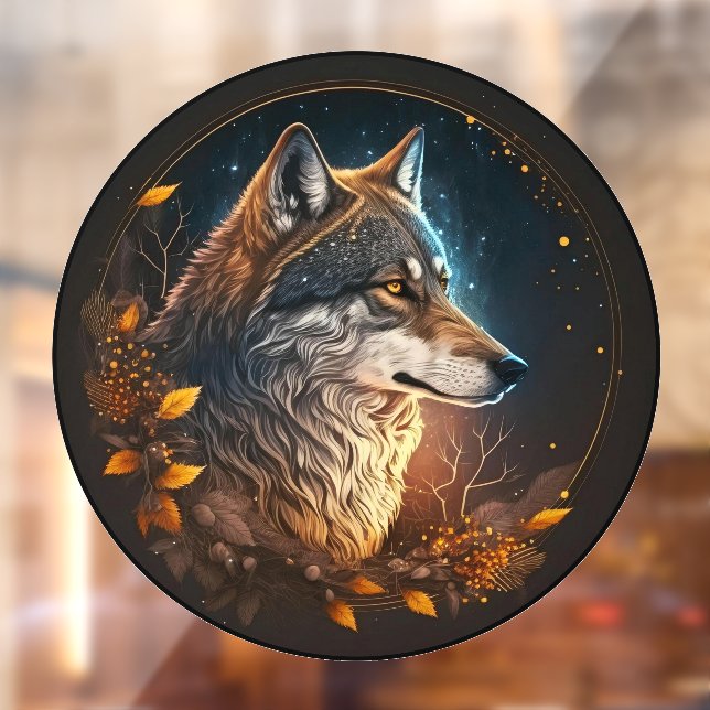 Forest Wolf Night Sky Wilderness Animal Art Window Cling (Sheet 2)