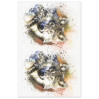Forest Wolf Watercolor 20x30 Decoupage