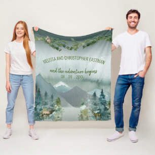Forest Wonder Rustic Pine Wedding Fleece Blanket