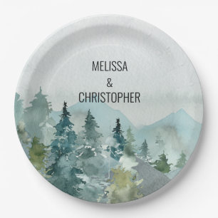 Forest Wonder Rustic Pine Wedding Paper Plate