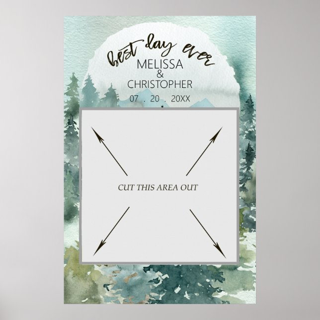 Forest Wonder Rustic Wedding Day Photo Booth Poster (Front)