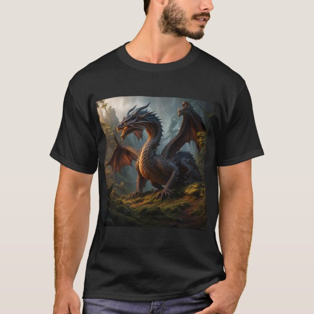 Forest Wood Dragon Art T-Shirt (Front)