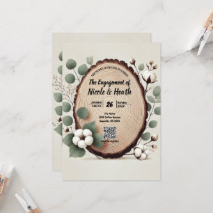 Forest Wood Eucalyptus & Cotton Rustic Engagement Invitation