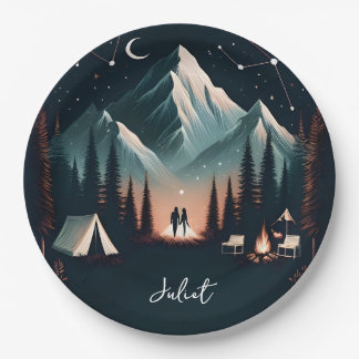 Forest Wood Sky Tree Fire Camping Bridal Shower Paper Plate