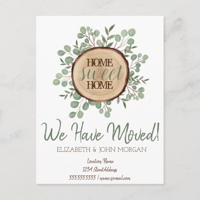 Forest Wood Theme Home Sweet Home Announcement Postcard (Front)